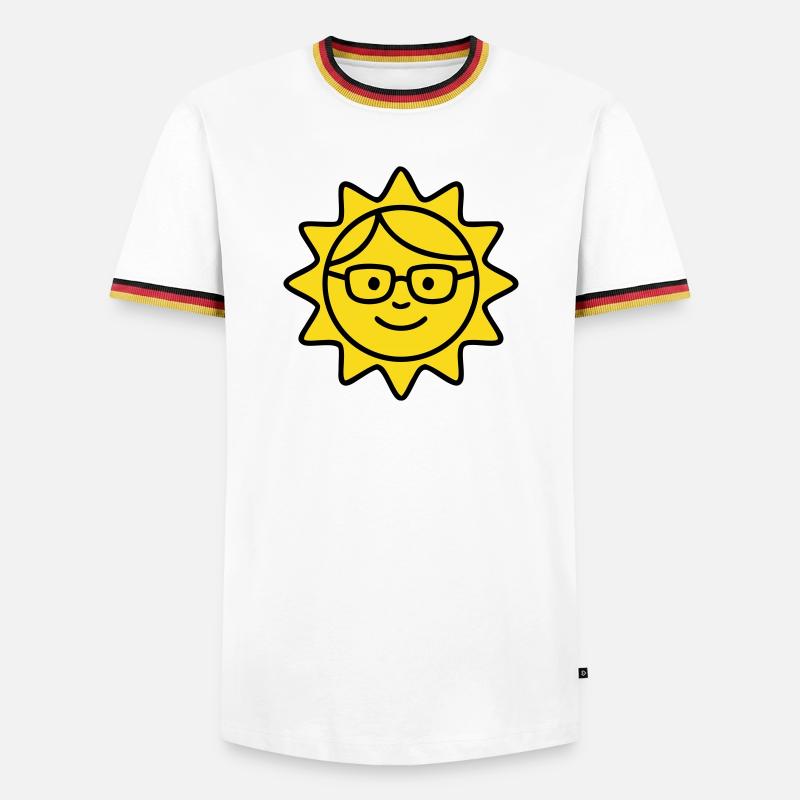 Lachende Sonne Brille Comic - Männer Kontrast-T-Shirt - Weiß/Dreifarbig