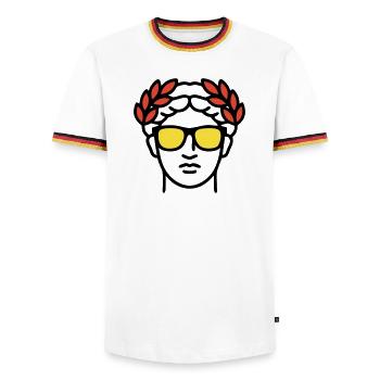 Roman Statue Sunglasses Ancient Art - Men's Ringer Shirt - white/tricolour - Front - AI Model Female 172 light (172cm) & AI Model Male 185 light (185cm)