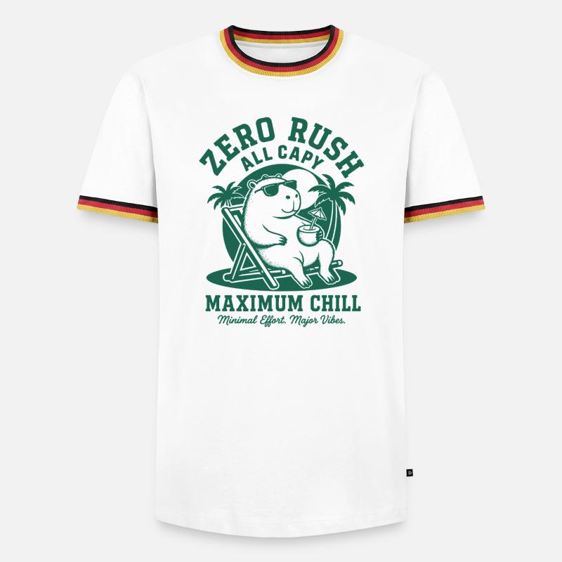 Zero Rush Capybara Chill - Männer Kontrast-T-Shirt - Weiß/Dreifarbig