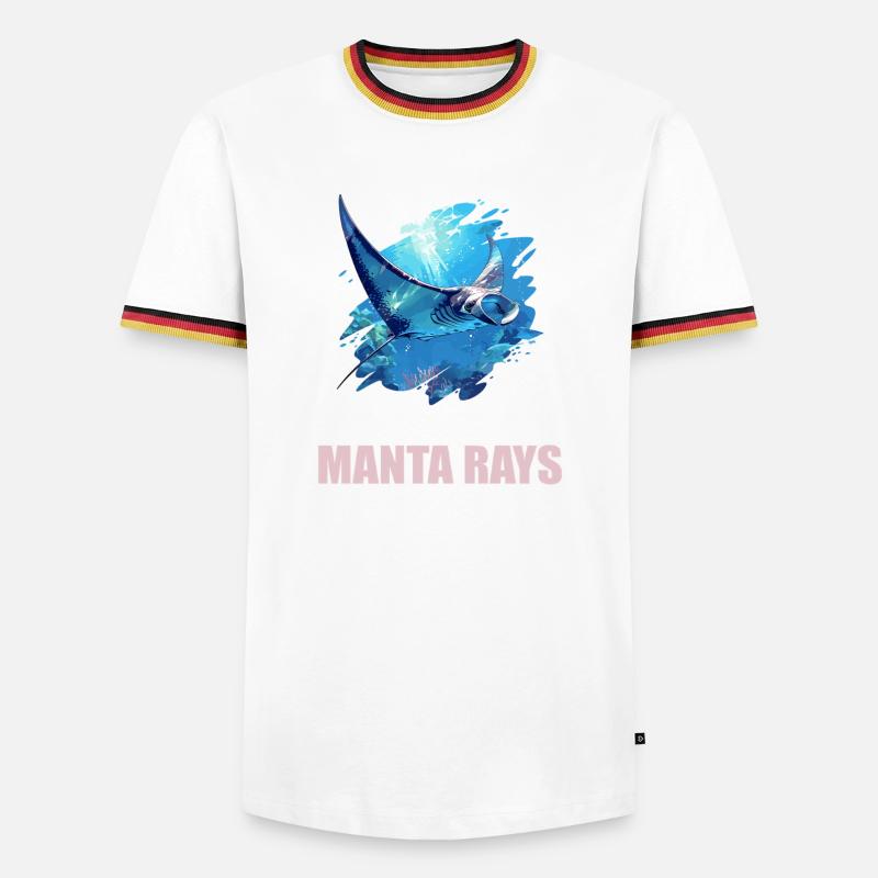 Rochen Mantarochen - Männer Kontrast-T-Shirt - Weiß/Dreifarbig