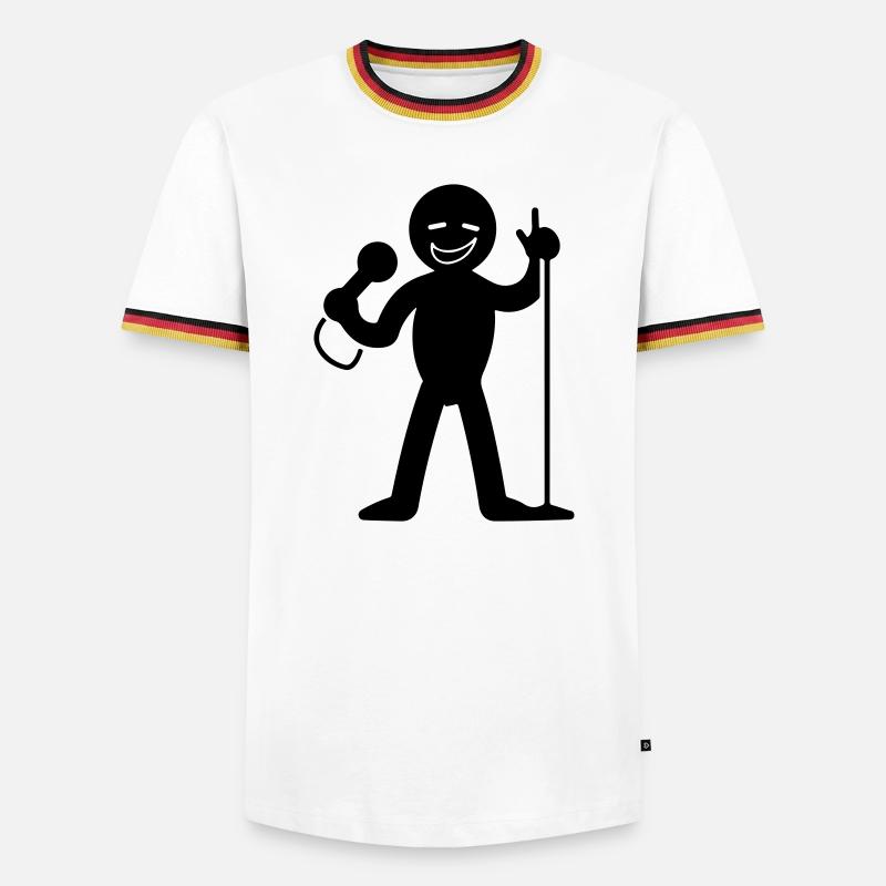 Singer with microphone - Men's Ringer Shirt - white/tricolour
