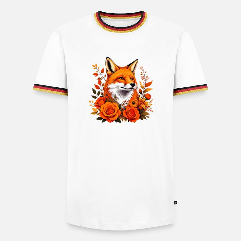 Fuchs im Herbstrausch - Männer Kontrast-T-Shirt - Weiß/Dreifarbig