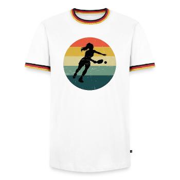 Pickleball Fan Design for Pickleball Player Fans - Men's Ringer Shirt - white/tricolour - Front - AI Model Female 172 light (172cm) & AI Model Male 185 light (185cm)
