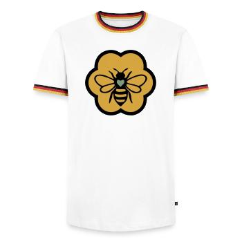 Biene Herz Wabe Imkerei Naturschutz Imker - Männer Kontrast-T-Shirt - Weiß/Dreifarbig - Vorne - AI Model Female 172 light (172cm) & AI Model Male 185 light (185cm)