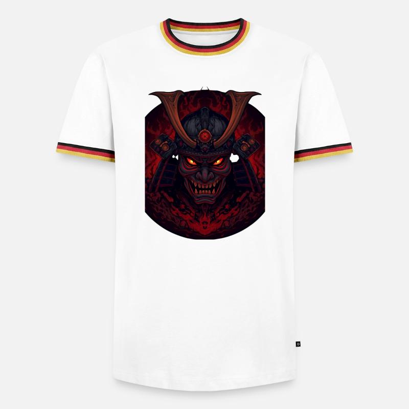 Dämonen-Samourai - Männer Kontrast-T-Shirt - Weiß/Dreifarbig