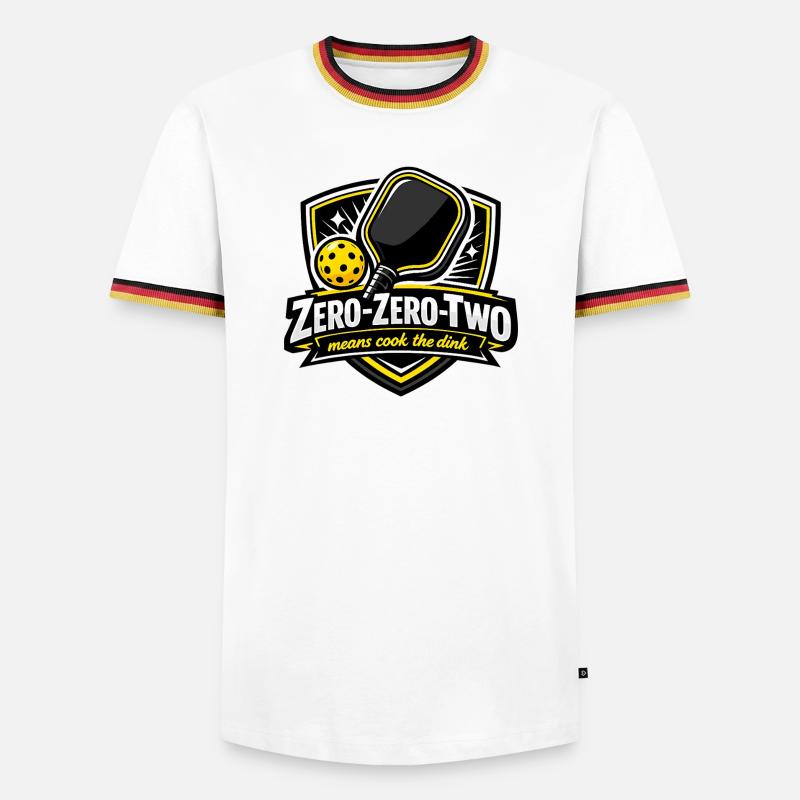 Zero-Zero-Two Pingpong Sieg Design - Männer Kontrast-T-Shirt - Weiß/Dreifarbig