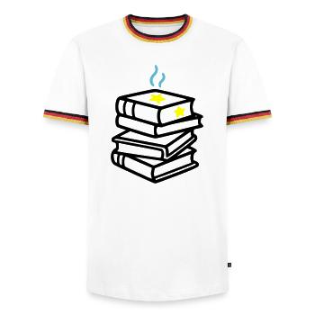 Bücherstapel Stern Fantasy Lesen Buchclub - Männer Kontrast-T-Shirt - Weiß/Dreifarbig - Vorne - AI Model Female 172 light (172cm) & AI Model Male 185 light (185cm)