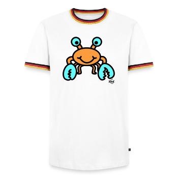 Krebs groß - Männer Kontrast-T-Shirt - Weiß/Dreifarbig - Vorne - AI Model Female 172 light (172cm) & AI Model Male 185 light (185cm)