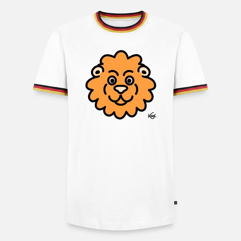 Löwe groß - Männer Kontrast-T-Shirt - Weiß/Dreifarbig