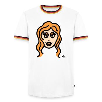 Vierge grande - T-shirt contrasté Homme - blanc/tricolore - Devant - AI Model Female 172 light (172cm) & AI Model Male 185 light (185cm)