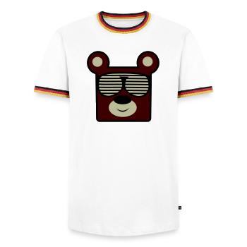 Ours avec des lunettes de soleil rétro - T-shirt contrasté Homme - blanc/tricolore - Devant - AI Model Female 172 light (172cm) & AI Model Male 185 light (185cm)