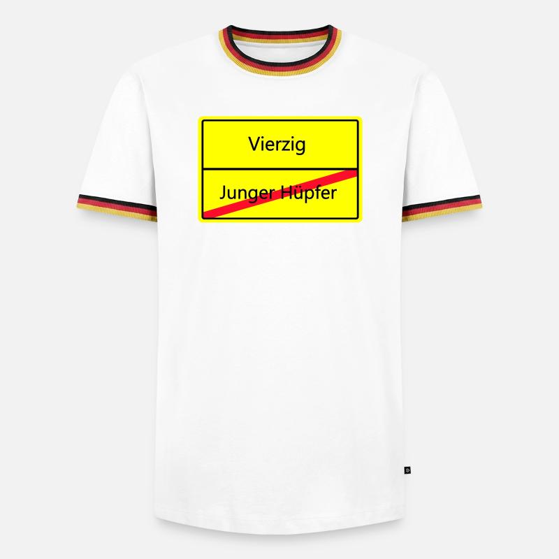 ortsschild_vierzig - Männer Kontrast-T-Shirt - Weiß/Dreifarbig
