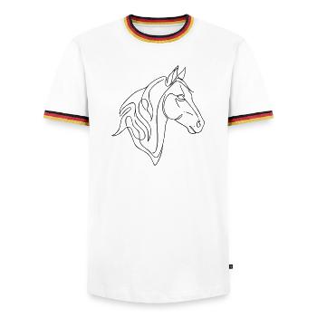 Minimalist Horse Line Art Elegant Line Design - Men's Ringer Shirt - white/tricolour - Front - AI Model Female 172 light (172cm) & AI Model Male 185 light (185cm)