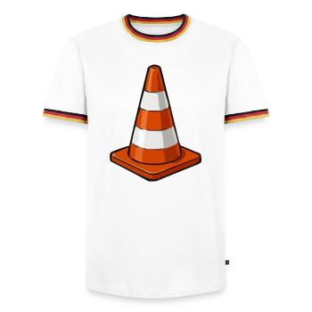 Kegelkunst Orange-Weiß Kegel - Männer Kontrast-T-Shirt - Weiß/Dreifarbig - Vorne - AI Model Female 172 light (172cm) & AI Model Male 185 light (185cm)