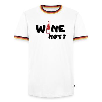 Minimalist Wine Bottle Illustration - Men's Ringer Shirt - white/tricolour - Front - AI Model Female 172 light (172cm) & AI Model Male 185 light (185cm)
