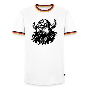 Viking Black Head - Men's Ringer Shirt - white/tricolour - Front - AI Model Female 172 light (172cm) & AI Model Male 185 light (185cm)