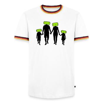 Silhouette familiale Chers enfants Parents Maman Papa - T-shirt contrasté Homme - blanc/tricolore - Devant - AI Model Female 172 light (172cm) & AI Model Male 185 light (185cm)
