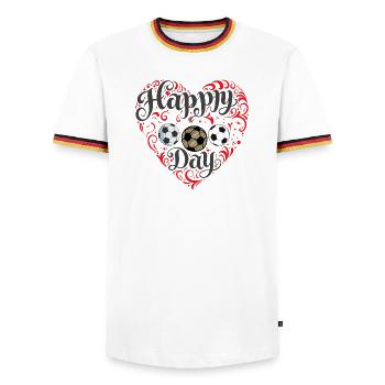 Football heart - Men's Ringer Shirt - white/tricolour - Front - AI Model Female 172 light (172cm) & AI Model Male 185 light (185cm)