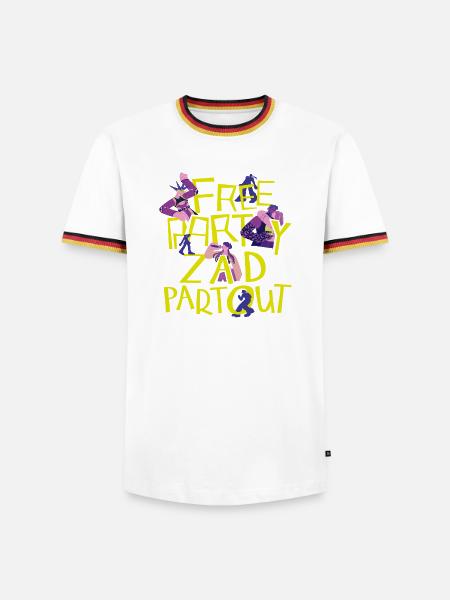 Free Party ZAD überall - Männer Kontrast-T-Shirt - Weiß/Dreifarbig