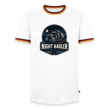 TRANSPORTEUR DE NUIT Chauffeur de camion Conduite de nuit - T-shirt contrasté Homme - blanc/tricolore - Devant - AI Model Female 172 light (172cm) & AI Model Male 185 light (185cm)