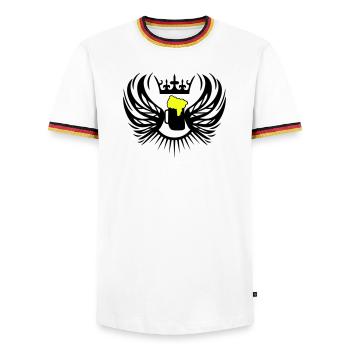 bier_wappen2 - Men's Ringer Shirt - white/tricolour - Front - AI Model Female 172 light (172cm) & AI Model Male 185 light (185cm)