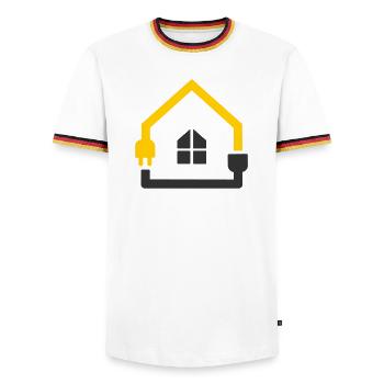 Elektriker Haus Steckdose Smart Home - Männer Kontrast-T-Shirt - Weiß/Dreifarbig - Vorne - AI Model Female 172 light (172cm) & AI Model Male 185 light (185cm)