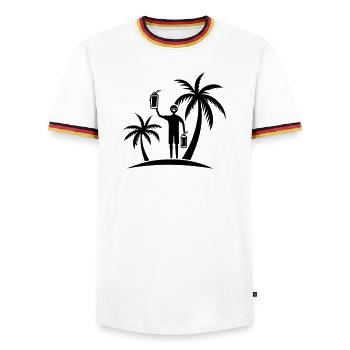 Fête de plage Palm Tree Symbol, - T-shirt contrasté Homme - blanc/tricolore - Devant - AI Model Female 172 light (172cm) & AI Model Male 185 light (185cm)