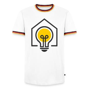 Electrician House Light Bulb Motif - Men's Ringer Shirt - white/tricolour - Front - AI Model Female 172 light (172cm) & AI Model Male 185 light (185cm)
