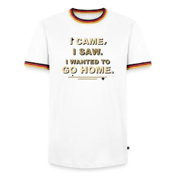 I Came I Saw I Wanted To Go Home - Men's Ringer Shirt - white/tricolour - Front - AI Model Female 172 light (172cm) & AI Model Male 185 light (185cm)