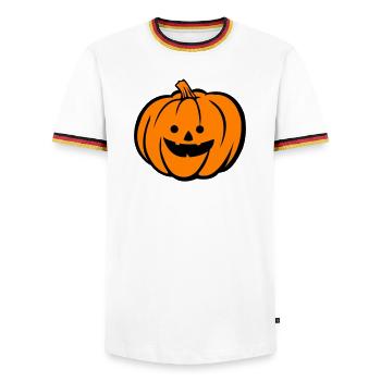 Spooky Pumpkin Halloween Motif - Men's Ringer Shirt - white/tricolour - Front - AI Model Female 172 light (172cm) & AI Model Male 185 light (185cm)
