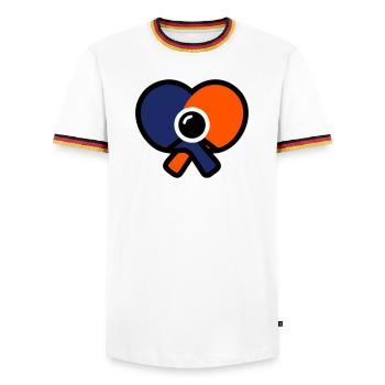 Table Tennis Rackets Heart Table Tennis Love - Men's Ringer Shirt - white/tricolour - Front - AI Model Female 172 light (172cm) & AI Model Male 185 light (185cm)