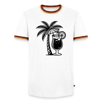 Cocktail Palm - Men's Ringer Shirt - white/tricolour - Front - AI Model Female 172 light (172cm) & AI Model Male 185 light (185cm)