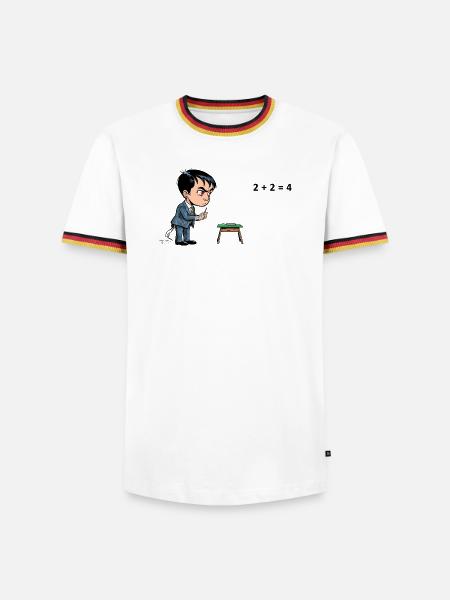 Comic-Schüler bei Rechenaufgabe – Mathe Frust - Männer Kontrast-T-Shirt - Weiß/Dreifarbig