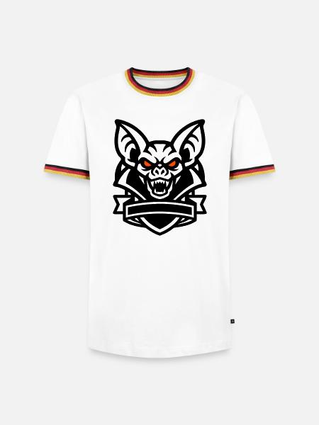 Fledermaus Maskottchen Logo - Männer Kontrast-T-Shirt - Weiß/Dreifarbig