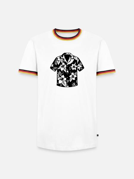 Hawaiihemd - Männer Kontrast-T-Shirt - Weiß/Dreifarbig