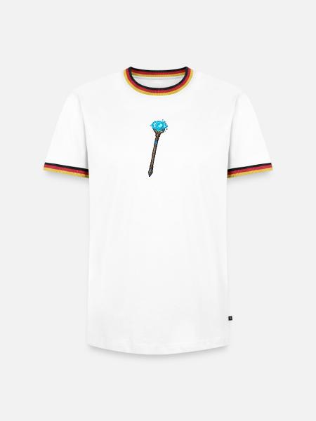 Magischer Kristallstab Blau - Männer Kontrast-T-Shirt - Weiß/Dreifarbig