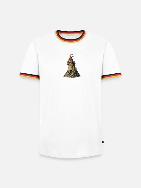 Castle tower on the rock - Men's Ringer Shirt - white/tricolour