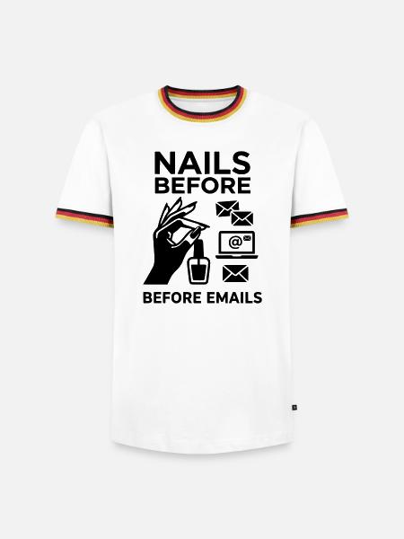 nails before mails - Männer Kontrast-T-Shirt - Weiß/Dreifarbig