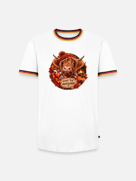 Cosy Autumn Highland - Männer Kontrast-T-Shirt - Weiß/Dreifarbig