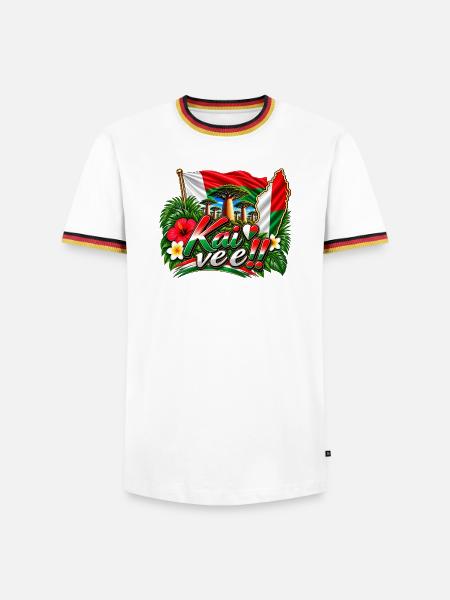 Kai Vee Tropical Flag Design - Männer Kontrast-T-Shirt - Weiß/Dreifarbig