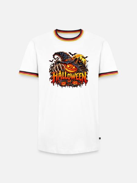 Halloween Kürbis mit Krallen - Männer Kontrast-T-Shirt - Weiß/Dreifarbig