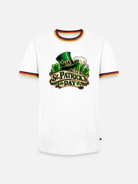 St Patrick's Day – Kleeblatt & Bier - Männer Kontrast-T-Shirt - Weiß/Dreifarbig