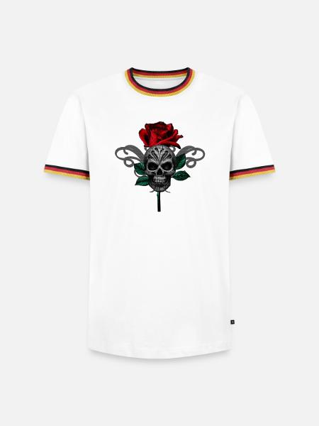 Vampire Romance Gothic Rose - Skull Shirt - Männer Kontrast-T-Shirt - Weiß/Dreifarbig