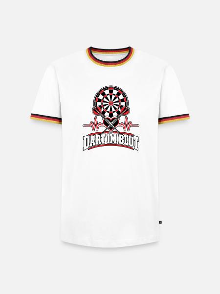 Dart im Blut: Herz Pfeile - Männer Kontrast-T-Shirt - Weiß/Dreifarbig