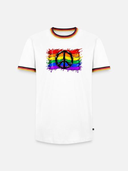 Regenbogen Friedenssymbol - Männer Kontrast-T-Shirt - Weiß/Dreifarbig