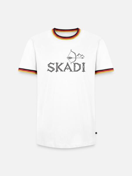 Skadi Bogen und Berge | Noventra - Männer Kontrast-T-Shirt - Weiß/Dreifarbig