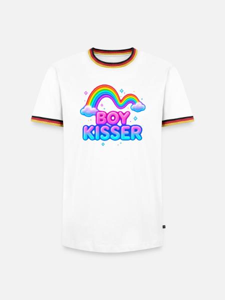 Jungenküsser - Männer Kontrast-T-Shirt - Weiß/Dreifarbig