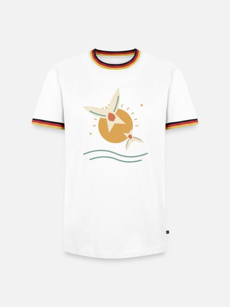 Schwalben bei Sonnenaufgang - Männer Kontrast-T-Shirt - Weiß/Dreifarbig