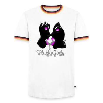 fluffy girls - Männer Kontrast-T-Shirt - Weiß/Dreifarbig - Vorne - AI Model Female 172 light (172cm) & AI Model Male 185 light (185cm)