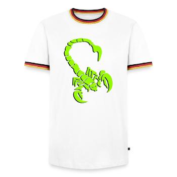 skorpion_01_3d - Männer Kontrast-T-Shirt - Weiß/Dreifarbig - Vorne - AI Model Female 172 light (172cm) & AI Model Male 185 light (185cm)